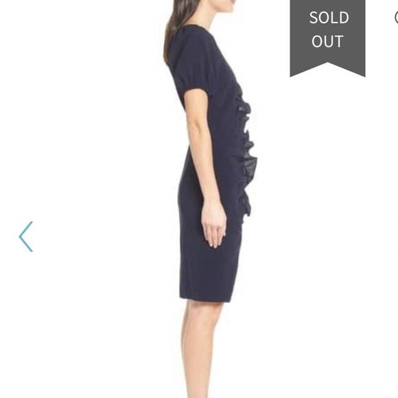 Chelsea28 Dress Womens 10 Petite Blue Ruched Puff‎ Sleeve V Neck Mini - Picture 6 of 11